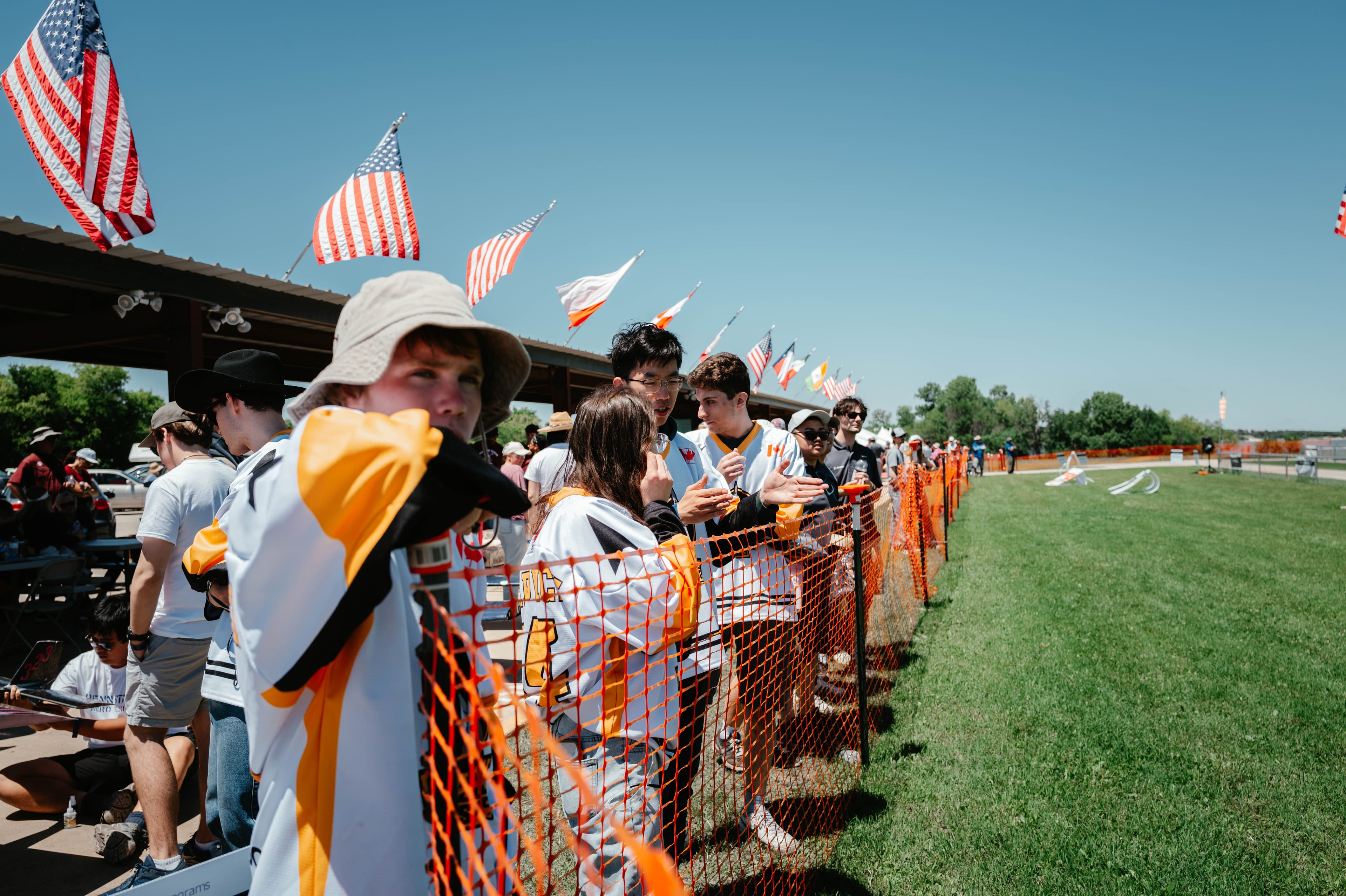 WatArrow members watch their aircraft fly at competition